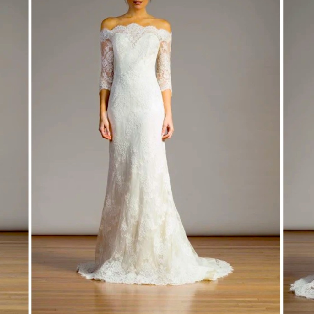 Lace off the shoulder wedding dress new with tags